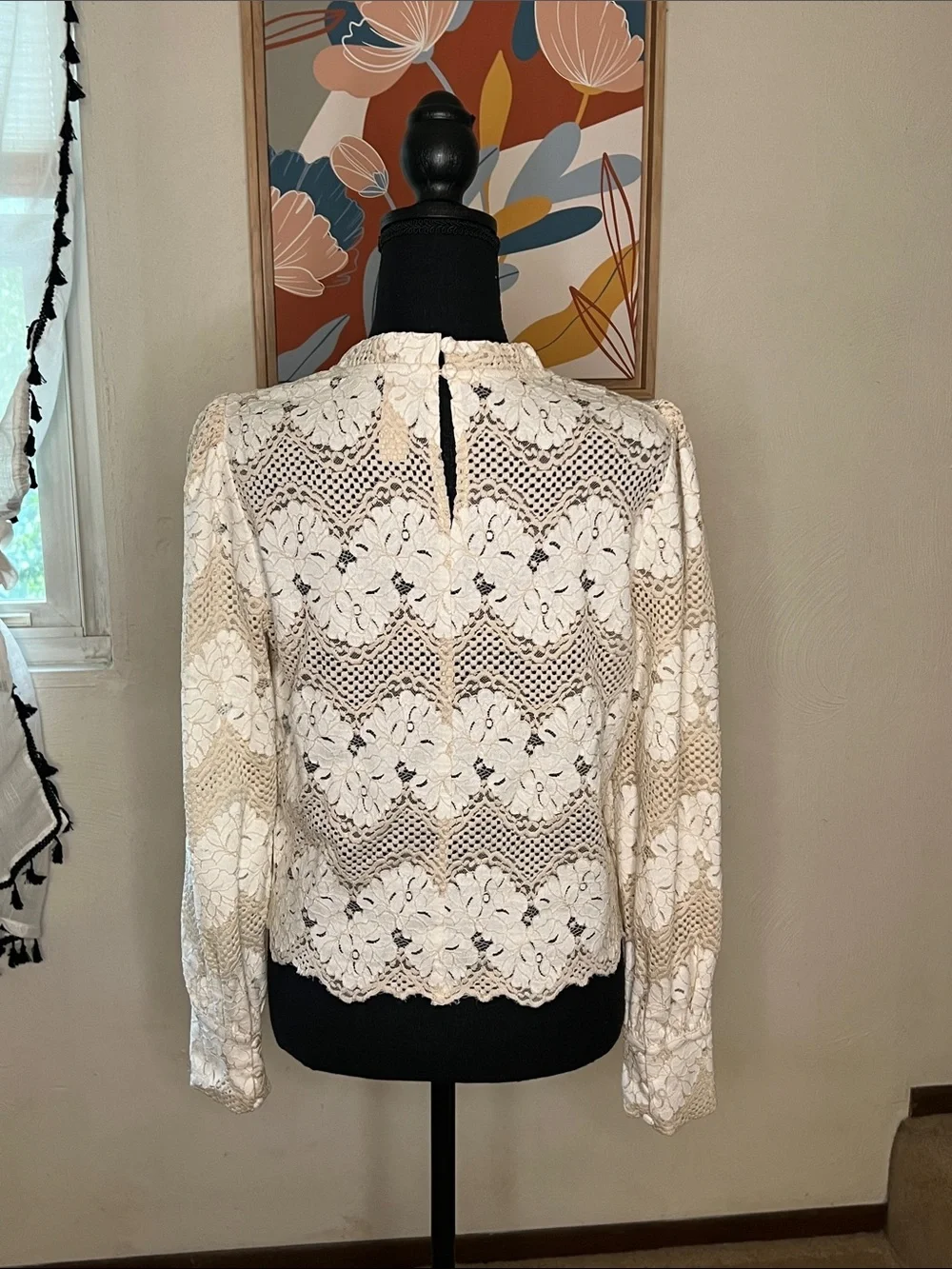 Anthropologie DOLAN Left Coast Mock-Neck Lace Blouse Size S